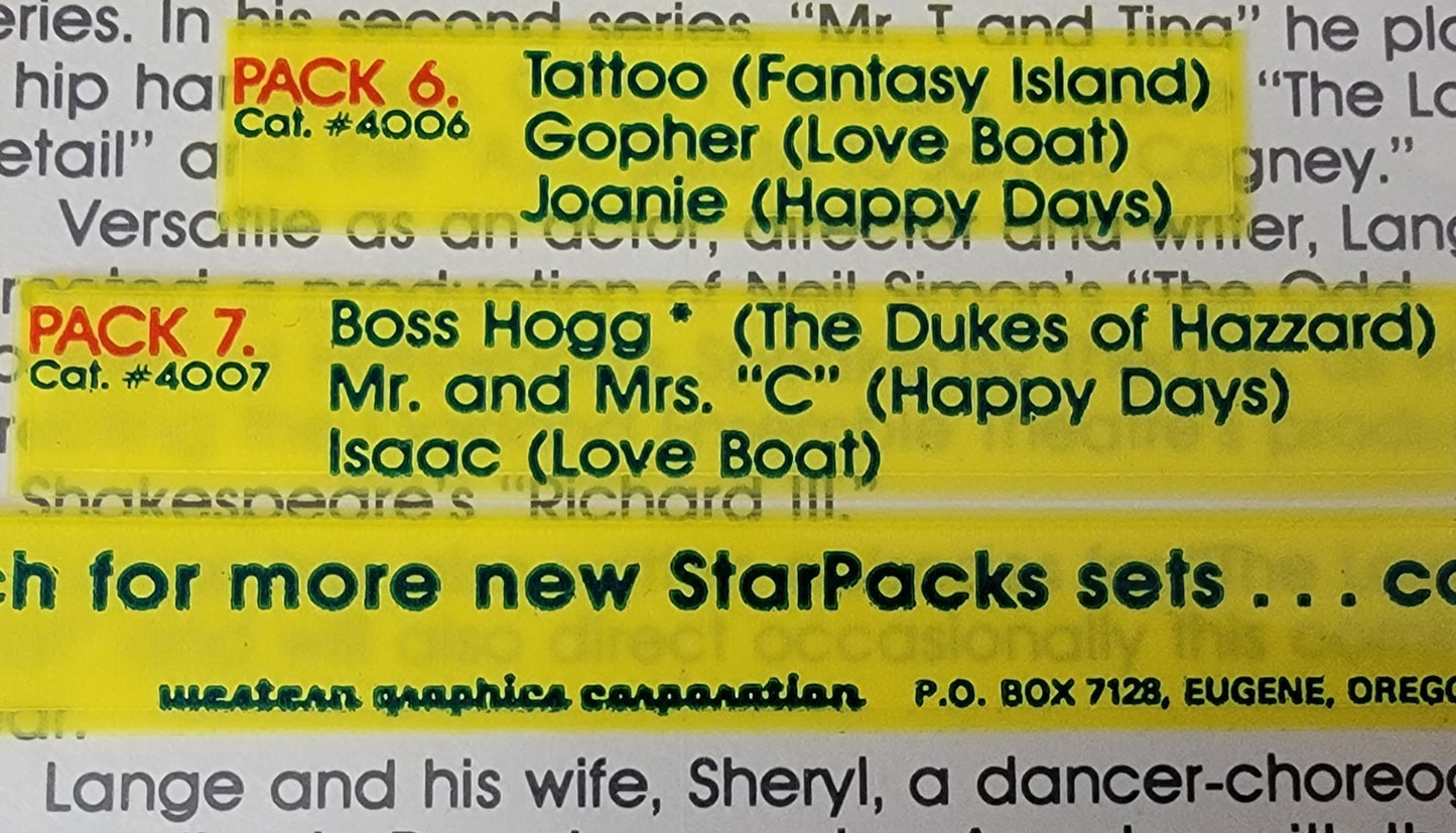 TV STAR PACKS Celebrity Mini-Prints, BOSS HOGG - 1982