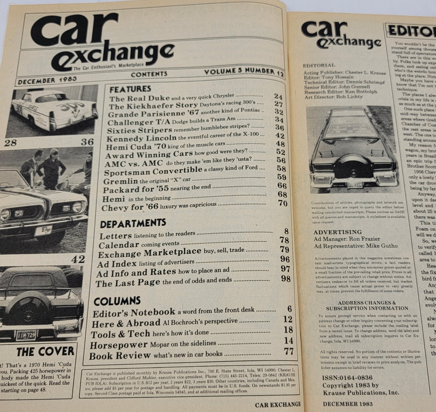 CAR EXCHANGE Magazine.  December 1983