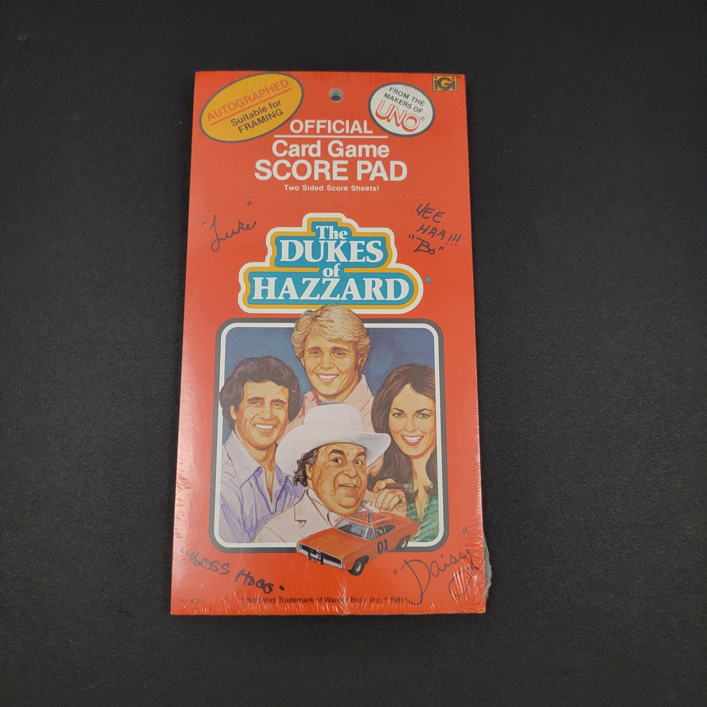 Official Dukes Of Hazzard Card Game Score Pad - 1981